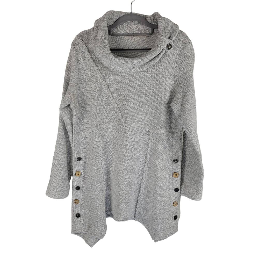 Soft Surroundings Warm Tight Knit Heathered Grey Cowl Neck Women's Sweater M